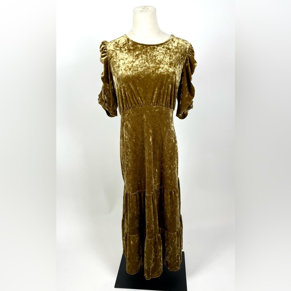 Who What Wear Witchy Gold Velvet Maxi Dress Size Large